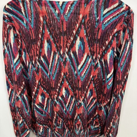 Sundance Cardigan Women’s XXL Pink Button Front Cotton Sweater Diamond Aztec - Picture 7 of 10